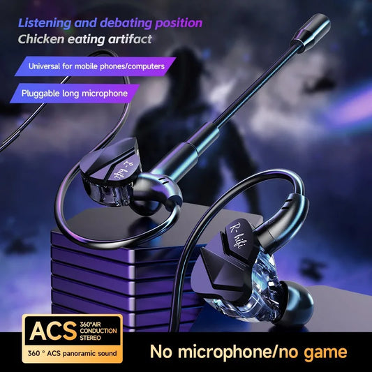 E-Sports Gaming Headset 7.1 Surround Sound Wired 3.5mm/Type-C In-Ear dual Mic Gaming Earphone