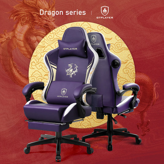 GTPLAYER Gaming Chair with Bluetooth Speakers, Footrest & Ergonomic Design, Dragon Series Video Game Chair