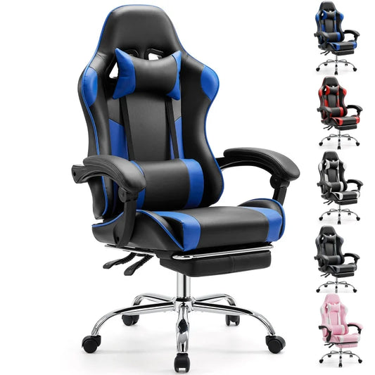 JHK Ergonomic Racing Gaming Chair Adjustable, Leather with Headrest, and Lumbar Support