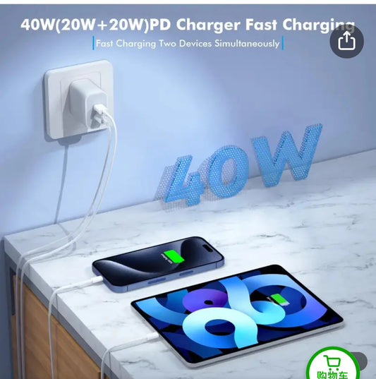 Neo Core 40W Type C Fast Charger For iPhone 16 15 14 13 12 11 Pro Max Plus PD Charging Cable Charger Phone Accessories