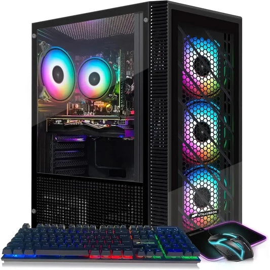 NeoCore Gaming PC Desktop,Radeon RX 580 8G GDDR5, 10th Gen G5905 3.5G, 16G RAM, 512G SSD, WiFi, BT 5.0, RGB Fan x 4, RGB Mouse Pad